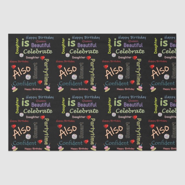 Happy Birthday Tissue Paper Daughter Seidenpapier (Vorderseite)