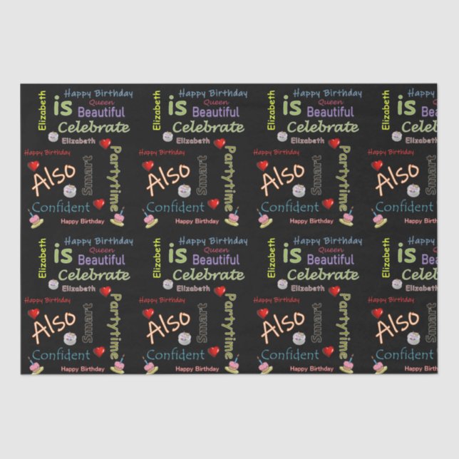 Happy Birthday Tissue Paper Elizabeth Seidenpapier (Vorderseite)