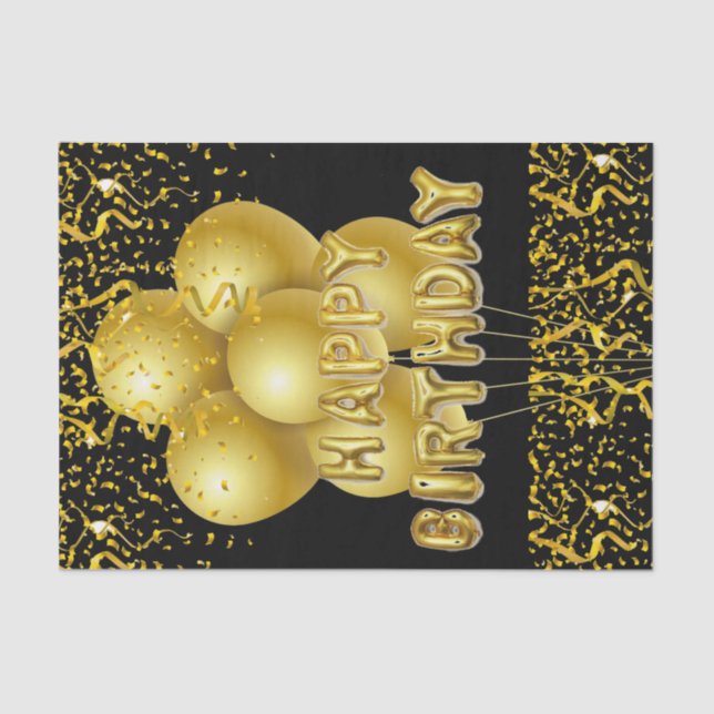 Happy Birthday Tissue Paper Gold Balloons Seidenpapier (Vorderseite)