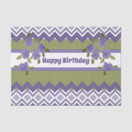 Happy Birthday Tissue Paper in Lila und Olivenhain Seidenpapier