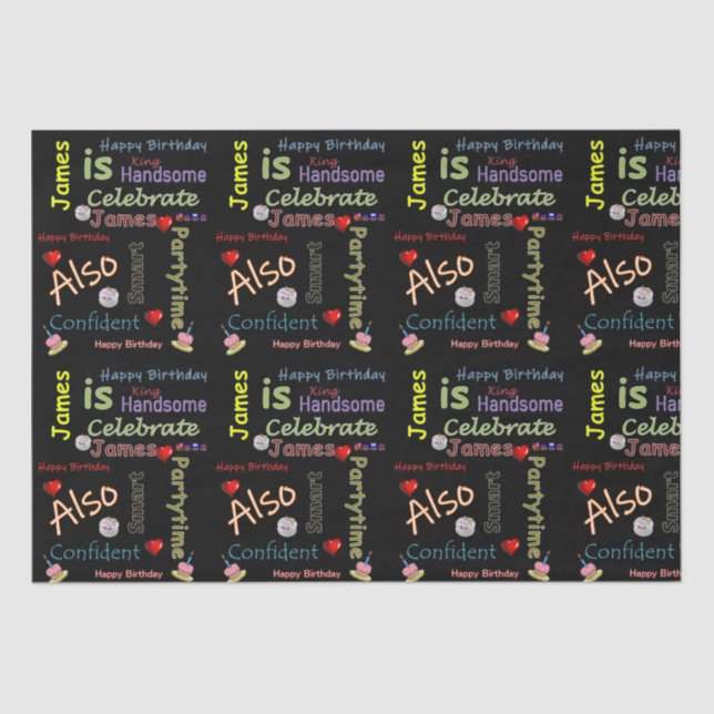 Happy Birthday Tissue Paper James Seidenpapier (Vorderseite)