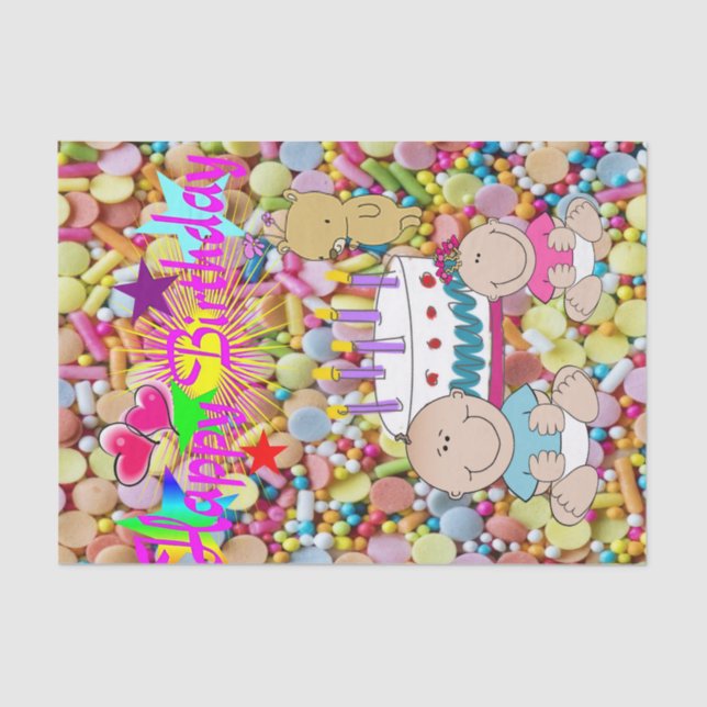 Happy Birthday Tissue Paper Kids Seidenpapier (Vorderseite)