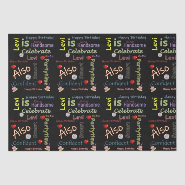 Happy Birthday Tissue Paper Levi Seidenpapier (Vorderseite)