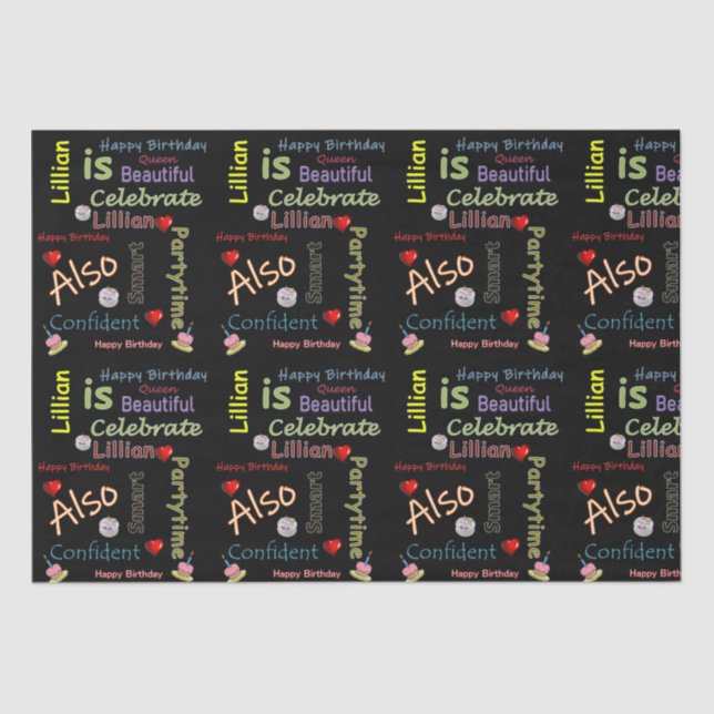 Happy Birthday Tissue Paper Lillian Seidenpapier (Vorderseite)