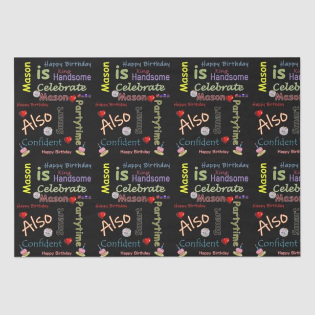 Happy Birthday Tissue Paper Mason Seidenpapier (Vorderseite)