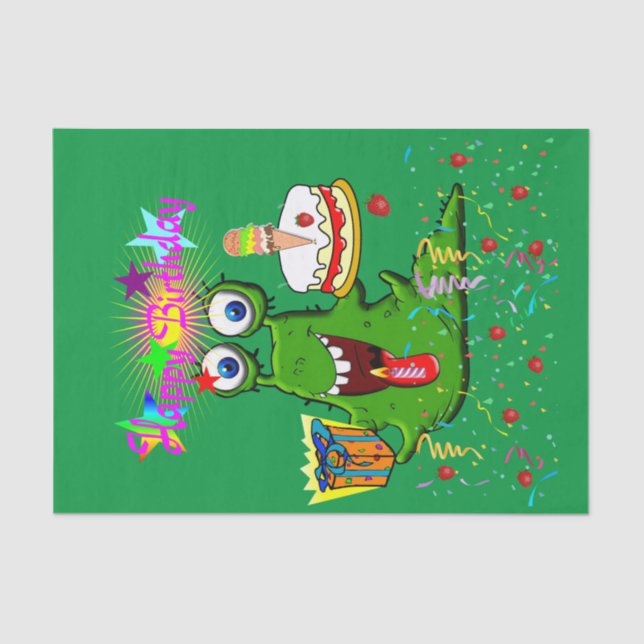 Happy Birthday Tissue Paper Monster Seidenpapier (Vorderseite)