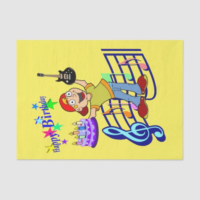 Happy Birthday Tissue Paper Music Gitarre Seidenpapier (Vorderseite)