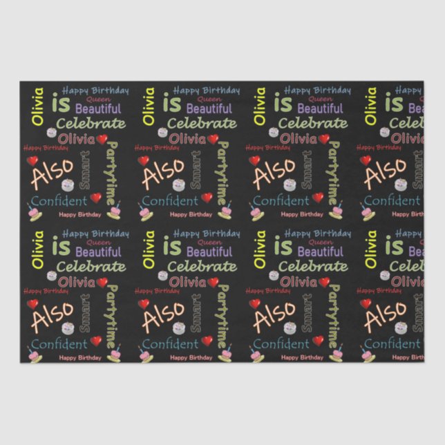 Happy Birthday Tissue Paper Olivia Seidenpapier (Vorderseite)