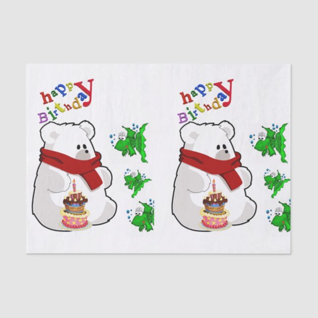 Happy Birthday Tissue Paper Polar Bear Seidenpapier (Vorderseite)