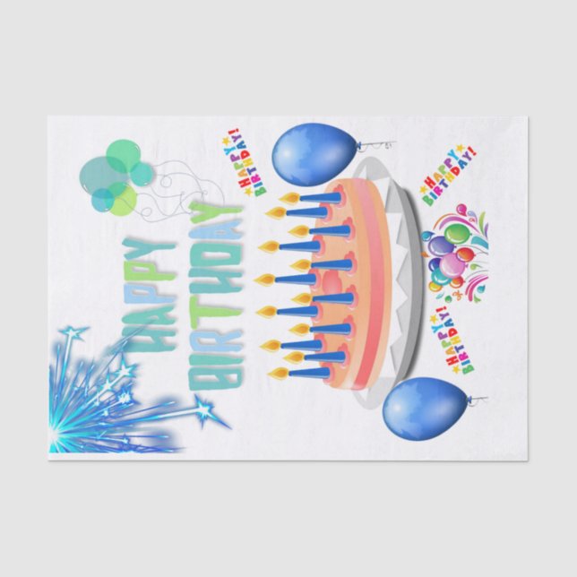 Happy Birthday Tissue Paper Seidenpapier (Vorderseite)