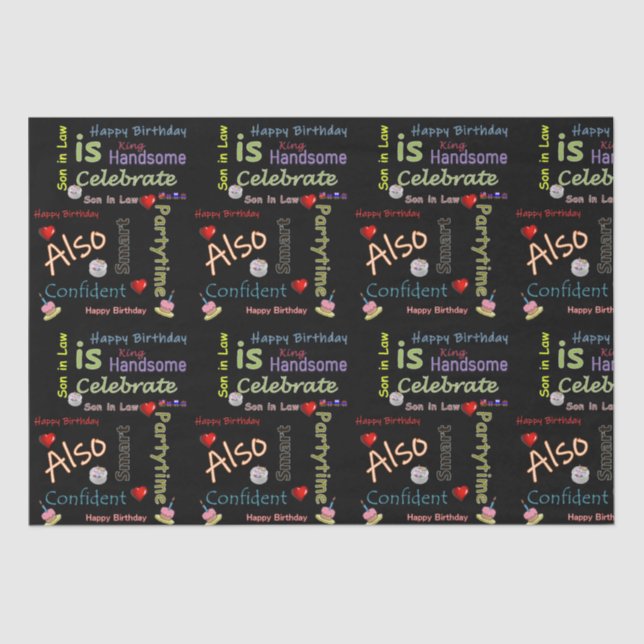 Happy Birthday Tissue Paper Son in Law Seidenpapier (Vorderseite)