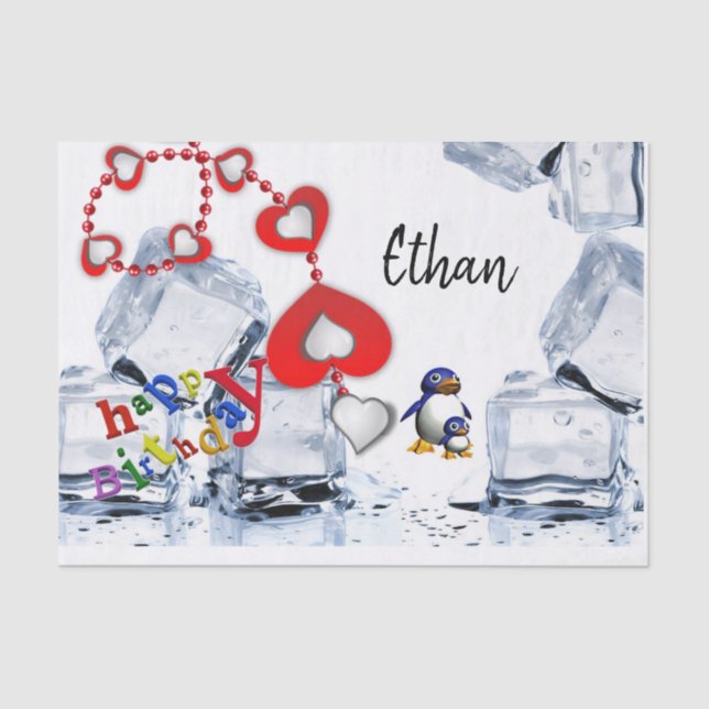 Happy Birthday Tissue Pinguin Seidenpapier (Vorderseite)