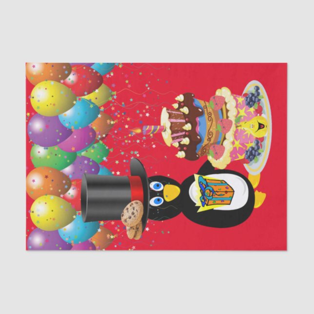 Happy Birthday Tissue Pinguin Seidenpapier (Vorderseite)