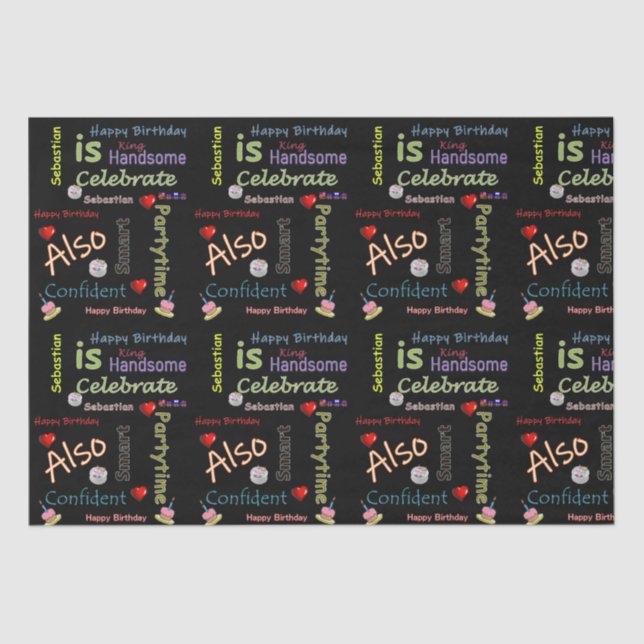 Happy Birthday Tissue Sebastian Seidenpapier (Vorderseite)