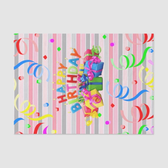 Happy Birthday Tissue Strip Seidenpapier (Vorderseite)