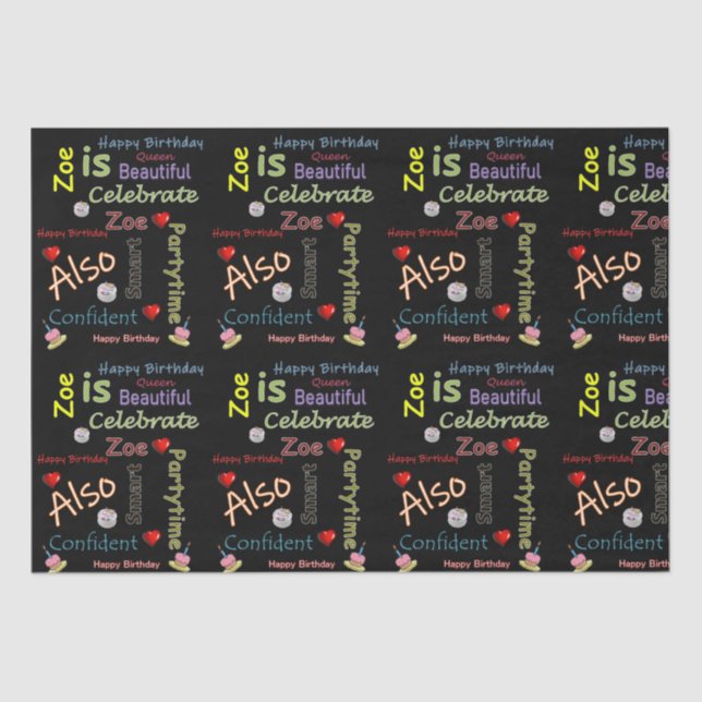 Happy Birthday Tissue Zoe Seidenpapier (Vorderseite)