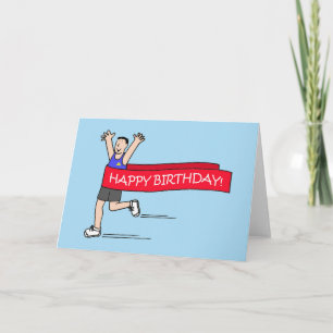 Happy BIrthday to Male Runner Cartoon Spaß Karte