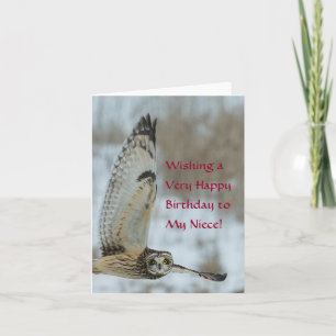 Happy Birthday to Niece with White Owl Karte