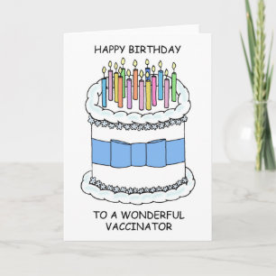 Happy Birthday to Vaccator Cake and Lit Candles Karte
