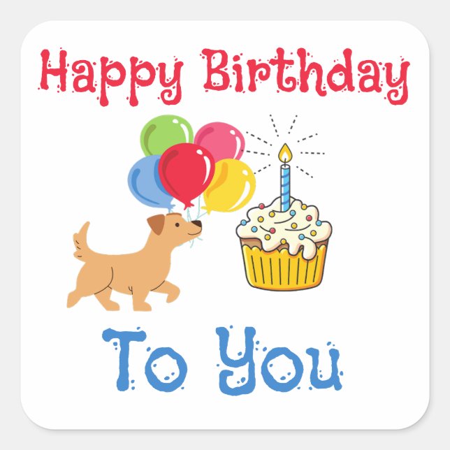HAPPY BIRTHDAY TO YOU CUTE DOG STICKERS (Vorderseite)