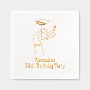 Happy Birthday Toast Raising Champagne Glass Servietten Mit Folie