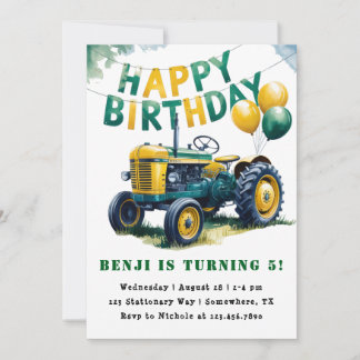 Happy Birthday Tractor Boy Birthday Bash Einladung