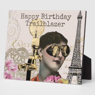 Happy Birthday Trailblazer Steampunk Vintag Fotoplatte