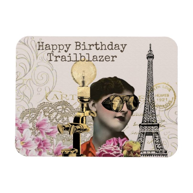 Happy Birthday Trailblazer Steampunk Vintag Magnet (Horizontal)