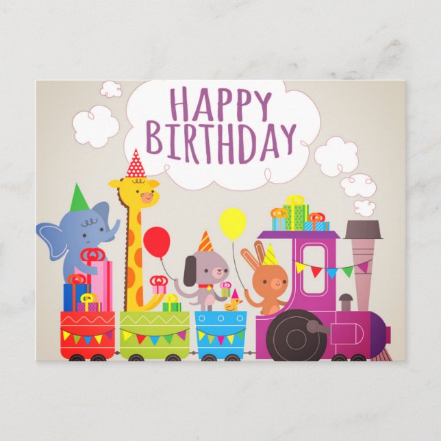 Happy Birthday Train Postkarte (Vorderseite)