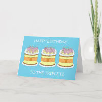 Happy Birthday Triplets Cartoon Cake and Candles