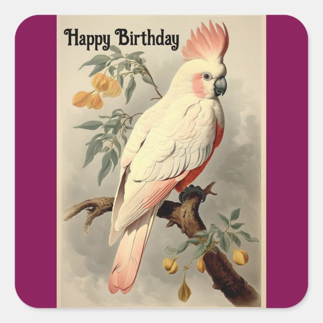Happy Birthday Tropical Bird Sticker (Vorderseite)