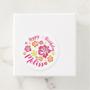 Happy Birthday Tropical Hawaiian Hibiskus Blume Geschenkanhänger