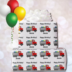 Happy Birthday Truck Personalize Boy's Name Age Geschenkpapier