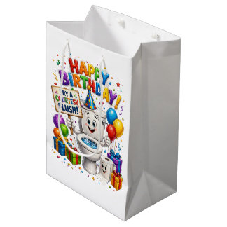 Happy Birthday Try a Courtesy Flush Toilette Humor Mittlere Geschenktüte