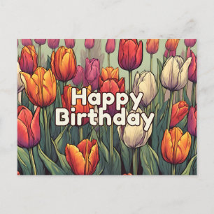 Happy Birthday Tulip Blume Postkarte