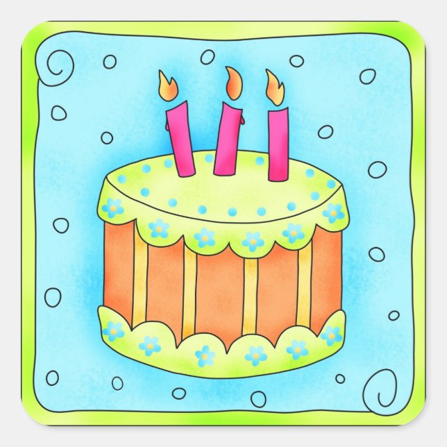 Happy Birthday Türkis Cake Sticker Dritter (Vorderseite)