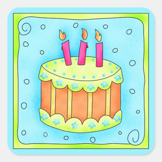 Happy Birthday Türkis Cake Sticker Dritter (Vorderseite)