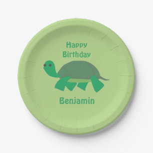 Happy Birthday Turtle Kid's Green Party Pappteller