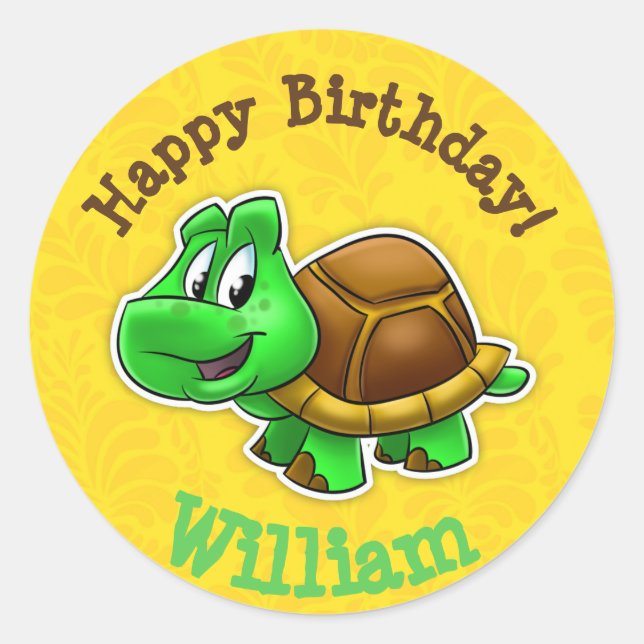 Happy Birthday Turtle Sticker (Vorderseite)