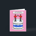 Happy Birthday Twin Brother Afrikanische Amerikane Karte<br><div class="desc">Ein Cartoon zweier afrikanischer Männchen,  stehend auf einem Kuchen. Einer der Männer ist das Sprichwort 'glücklicher Geburtstag meines Zwillingsbruders'.</div>