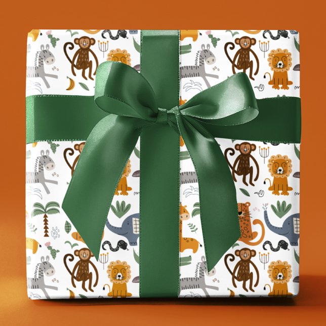 Happy Birthday Two Wild Niedlich Safari Tiere Geschenkpapier (Von Creator hochgeladen)