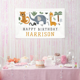 Happy Birthday Two Wild Safari Tiere Kinder Banner