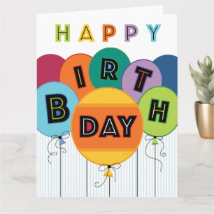 Happy Birthday Typografie Bright farbige Balloons Karte