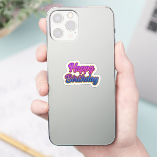 Happy Birthday Typografy Design in Pink, Lila a Aufkleber