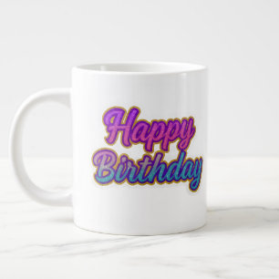 Happy Birthday Typografy Design in Pink, Lila a Jumbo-Tasse