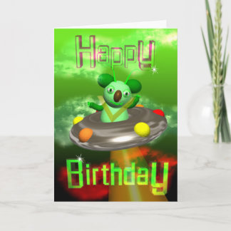 Happy Birthday UFO Koala von Valxart Karte
