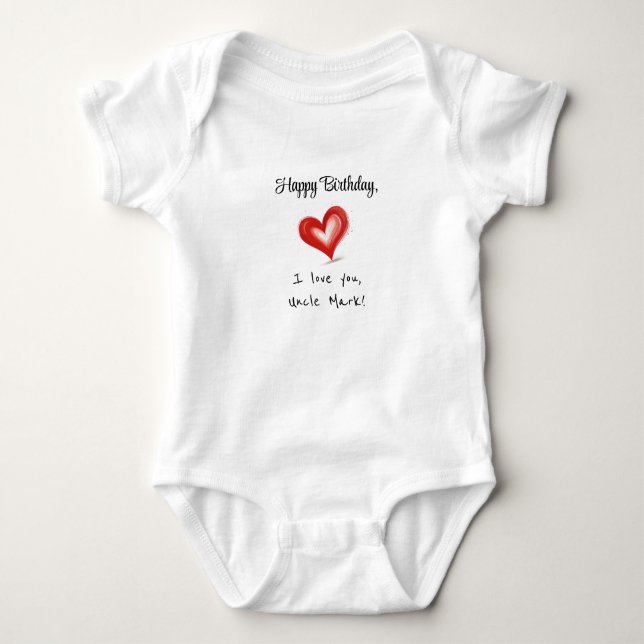 Happy Birthday Uncle Gift, Custom Baby Strampler (Vorderseite)