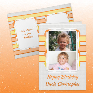 Happy Birthday Uncle orange und gelbes Foto Karte