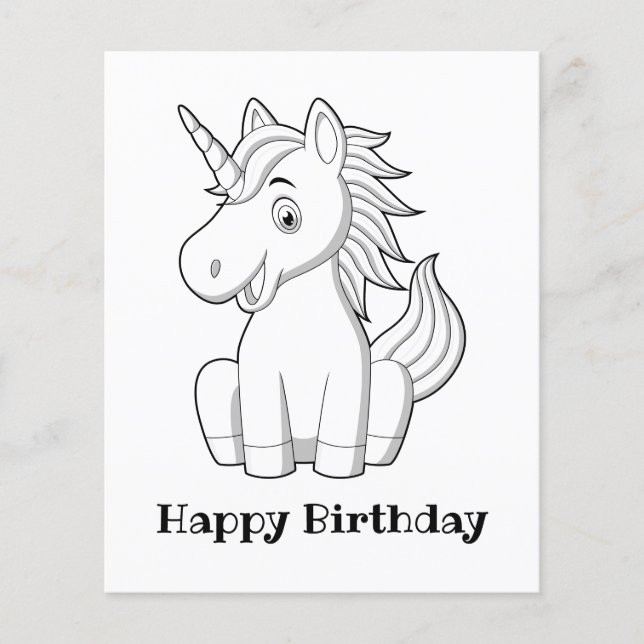 Happy Birthday Unicorn Farbseiten (Vorderseite)