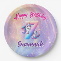 Happy Birthday Unicorn Rainbow 7. Geburtstag Telle